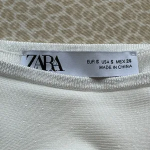 Zara White Tiered Square Neck Cropped Sweater Top thumbnail 3