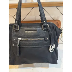 Michael Kors Gilmore satchel black nylon leather-trimmed shoulder bag casual thumbnail 12