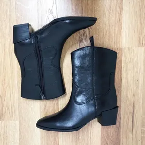 NATURALIZER Gaby Black Leather Western Midi Boot Bootie Block Heel Size 5‎ New thumbnail 8