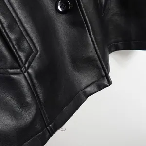 Vintage Faux Vegan Black Leather Jacket Blazer thumbnail 8