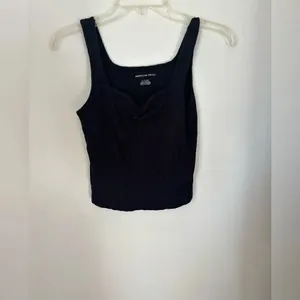 American Eagle Outfitters Ribbed Ruched Tank Top Black Size XL thumbnail 10