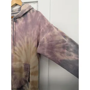 American Eagle Women Tie Dye Oversized Hoodie Purple Tan Side Slit Sweatshirt XS thumbnail 13
