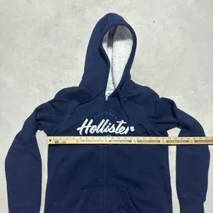 Hollister Surf Crew Hoodie Women's M Blue Embroidered Y2K Fleece Lined Full Zip thumbnail 4