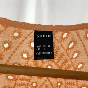 Sundress Deep V Eyelet Puff Sleeve Maxi Dress in Orange‎ Size Extra Small thumbnail 6