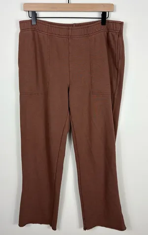Aerie Straight Leg Sweatpants Brown Women’s Size Large Cotton Terry Relaxed thumbnail 1