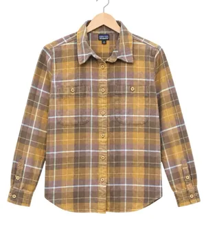 Patagonia Fjord Flannel Shirt Medium Brown Yellow Plaid Gorpcore Granola Girl M thumbnail 1