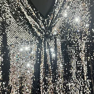 Primark Womens Silver‎ Black Sequin V-Neck Long Sleeve Mini Party Dress Large thumbnail 2