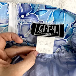 Vintage City Triangles Blue Floral Hawaiian Y2K 90s Coconut Girl Halter Dress 10 thumbnail 5