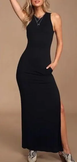 Lulu's Shield & Sword Black Sleeveless Maxi Dress thumbnail 1