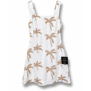 NEW Lulus Flawlessly Breezy Ivory Tan Palm Tree Embroidered Cotton Mini Dress XS thumbnail 5