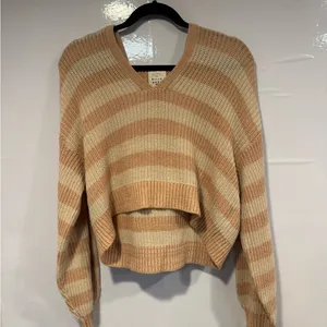 Billabong Mas Amor‎ Peach and Cream Striped Hooded Sweater thumbnail 2