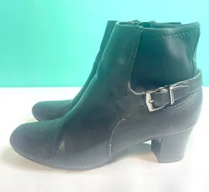 Black leather‎ buckle booties size 6 thumbnail 1