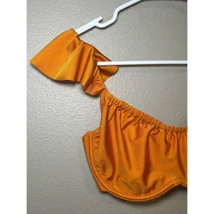 Abercrombie & Fitch Curve Love Satin Orange Ruffle Strap Bikini Set Women’s XS thumbnail 3