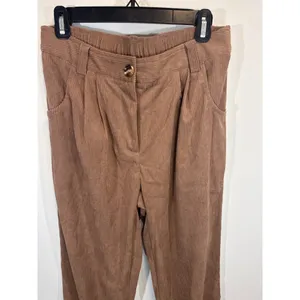 Halara AuraCord Cloud‎ Brown Corduroy Pleated High Waisted Pants Medium NWT thumbnail 3