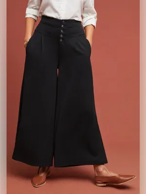 Anthropologie Ettawa Lucerne Wide Leg Pants Black XS thumbnail 1