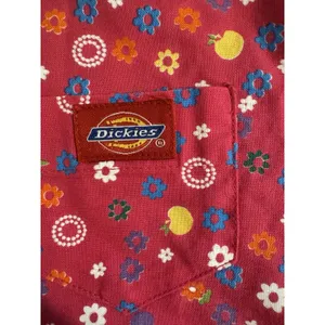 Dickies Scrub Top XS Pink Multicolor Flowers Daisy Cotton Scrubs Nurse Uniform thumbnail 4
