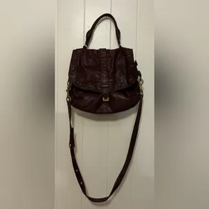 Rare MATT & NAT Vegan Burgundy Large Studded Crossbody Vintage Handbag Bag thumbnail 2