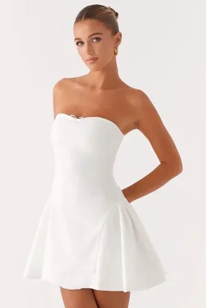 NWT Peppermayo Lucille Mini Dress strapless White bride engagement bow thumbnail 1