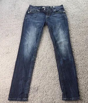 Miss Me Signature Skinny Jeans Dark Wash Embellished JE7213S2L Size 32 thumbnail 1