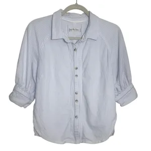 Free People Ellie Blue Stripe Short Sleeve Top Women’s Sz. M thumbnail 5