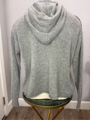 Brandy Melville Light Gray Knit Hooded Sweater thumbnail 3