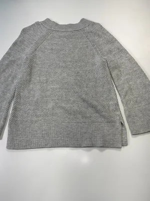 LOFT 100%. Otto Gray Crewneck Sweater with Bell Slit Sleeves Size Medium thumbnail 7