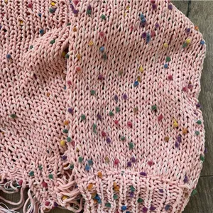 Wild Honey Pink Confetti Distressed Sweater Size: M thumbnail 5