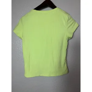 White Fox Project 5 Ribbed Baby Tee Lime‎ Green Graphic Fitted Top Size M thumbnail 2
