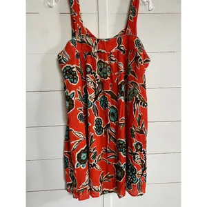 Band‎ of the Free Teresa Tangerine Floral Tank Mini Dress Medium Orange Boho thumbnail 9