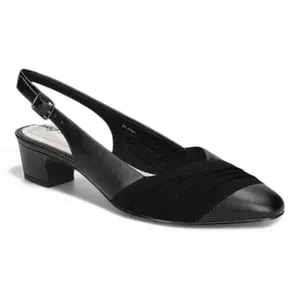 Easy Street Black Slingback Pumps Pleated Low‎ Block Heel Shoes 6.5 thumbnail 2