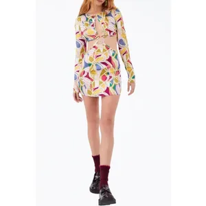 NWT For Love & Lemons Thora Long Sleeve‎ Cut Out Mini Dress Sz Small $278 thumbnail 4