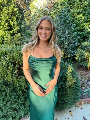 green satin midi dress thumbnail 2