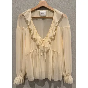 Reformation Wyn Ruffle Sheer Blouse Size 8 thumbnail 10