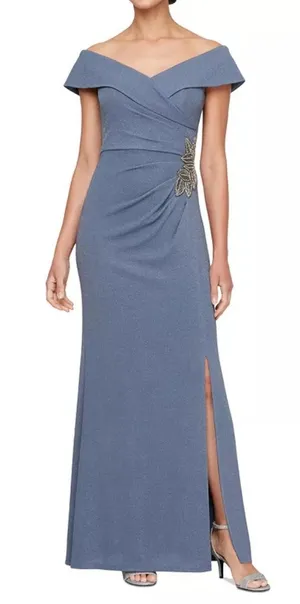 Alex Evenings -‎ Off-the-Shoulder Beaded Gown thumbnail 1