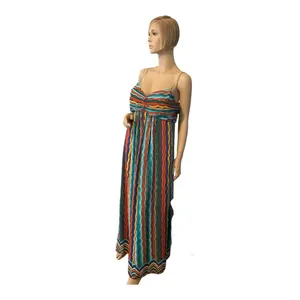 Sandra Darren SZ16 colorful stripes maxi dress blue‎ yellow red summer cruise thumbnail 2
