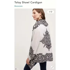 HWR Anthropologie XS S Tolay Black White Shawl Cardigan Medallion Boho Festival thumbnail 5