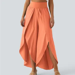 Halara 027HA.- High Waisted Back Waistband Pocket Palazzo Flowy Wide Leg Casual Pants. thumbnail 2