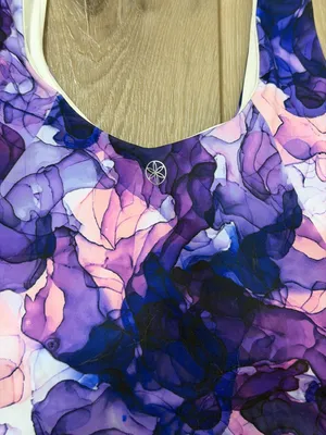 Purple & Pink Abstract Print Crop Athletic Tank Top thumbnail 3