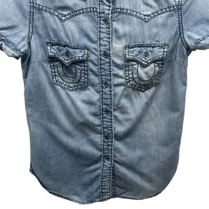 True Religion Y2K Button Front Chambray Western Rodeo‎ Top Size XS thumbnail 4