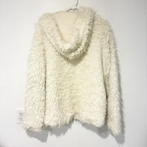 FREE PEOPLE Size Large FLUFFY ONCE UPON A‎ HOODED JACKET IVORY thumbnail 6