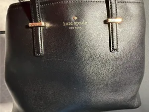 kate spade Black Leather Tote with Gold Hardware NON STRAP. thumbnail 4