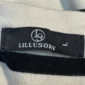 Illusory Women's Cream Black Striped Sleeveless Button Up Crop Cardigan Size L thumbnail 4