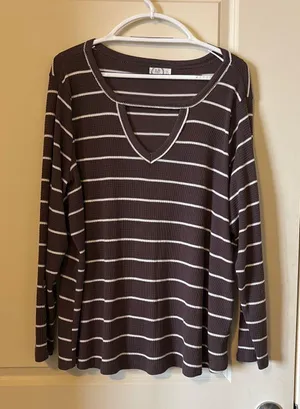 Maurices ribbed long sleeve cut out blouse thumbnail 1
