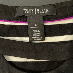 White House Black Market Women's Shift‎ Dress Keyhole Striped Black White Large thumbnail 6