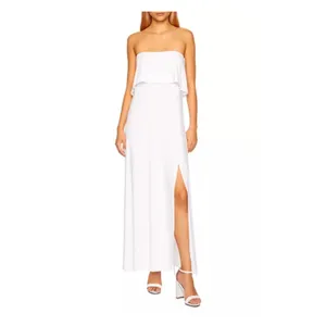 Susana Monaco White‎ Strapless Maxi Dress Side Slit Resort Formal Size S NWOT thumbnail 2