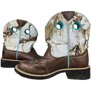 Ariat Fatbaby Camo Western Boots Brown Leather Teal Trim 10009503 Womens 7.5B thumbnail 8
