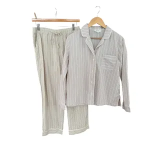 Haven Well Within Striped Cotton Pajama Set Size S Tan thumbnail 6