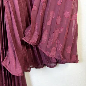 Anthropologie Toulon Pleated Bell Sleeve Mini Dress x Small Burgundy Boho xs NWT thumbnail 4