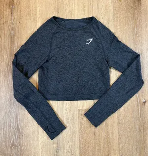 Gymshark Charcoal Grey Cropped Long Sleeve Top thumbnail 1