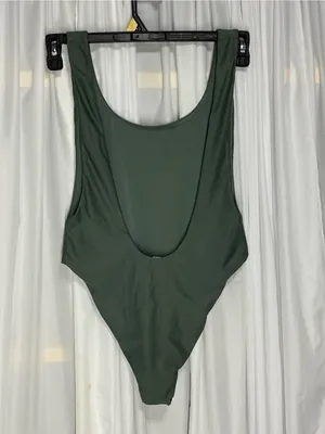 Aerie Olive Green Low Back One Piece Swimsuit Women’s Sexy Size M thumbnail 2